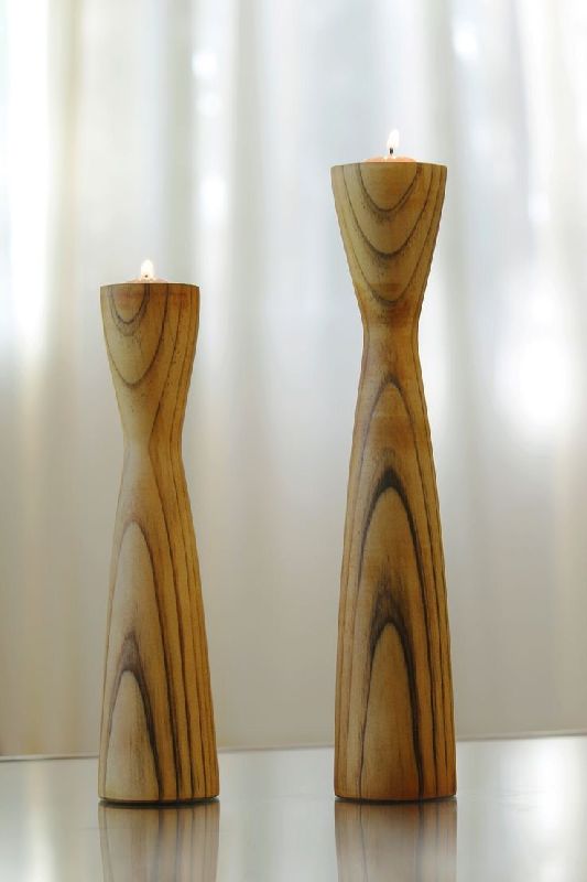 Teak Wood Candle Holder