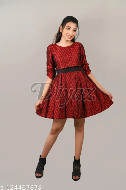 Shop Red Stripe Red Party Wear Short Dress Online