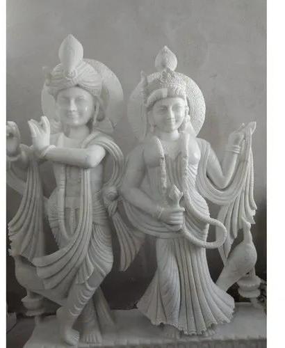11 Inch Marble Radha Krishna Statue