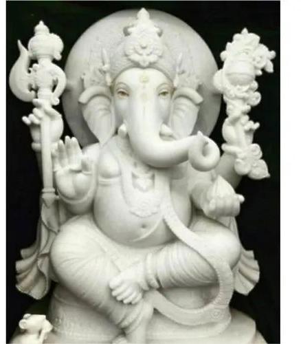 500g Plain marble ganesh statue, for Worship