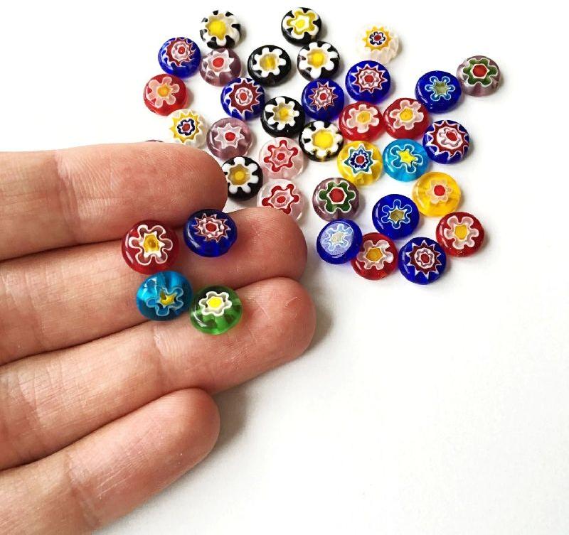 Glossy Glass Millefiori Beads, for Garments Decoration, Clothing, Jewelry, Packaging Type : Plastic Box