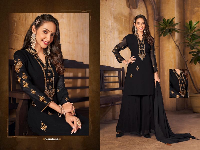 Vandana Readymade Sharara Suit with Dupatta, Feature : Embroidered