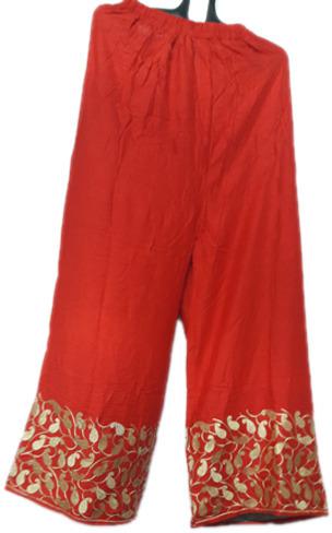 Cotton Embroidered Palazzo Pants, Technics : Machine Made