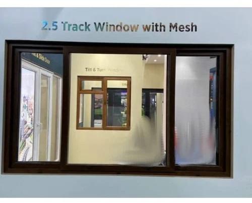 UPVC Sliding Mesh Window, Frame Color : Brown