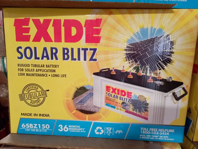 6sbz 150 exide solar blitz battery, for Labeling Of Bottles, Packaging Type : Box