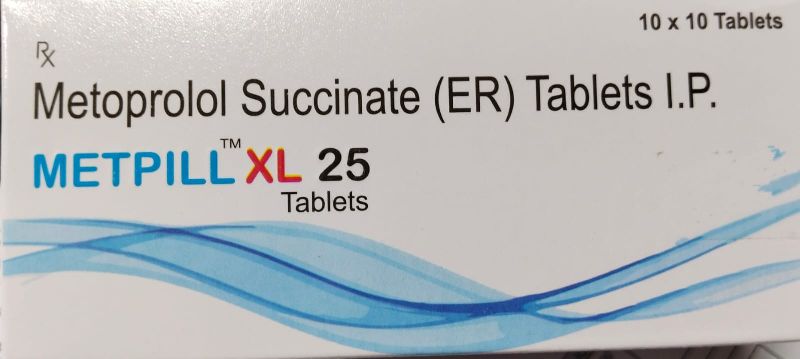 Metoprolol Succinate 25mg (ER) Tablets, Packaging Type : Box