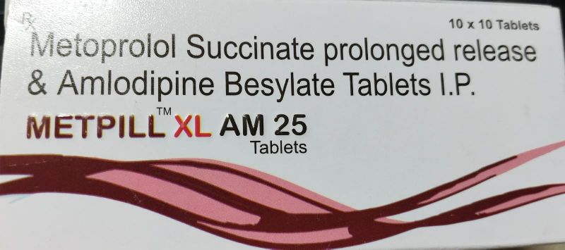 Metoprolol Succinate Prolonged Release and Amlodipine Besylate 25mg Tablets