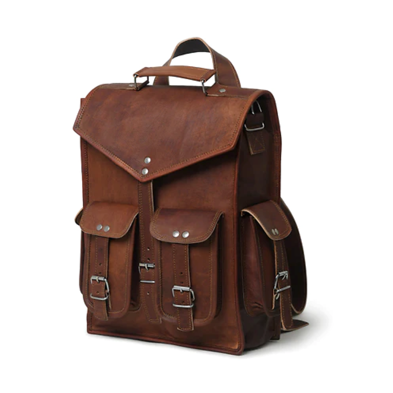 Full Grain Leather Backpack, Size : 12