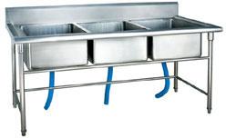 Polished Stainless steel Three Sink Unit, Certification : ISI Certification
