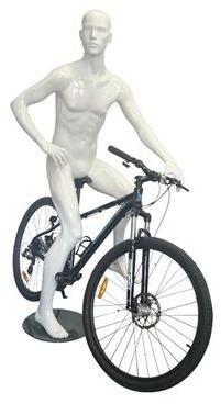 Full Body Fiberglass Cyclist Male Mannequin, Color : White