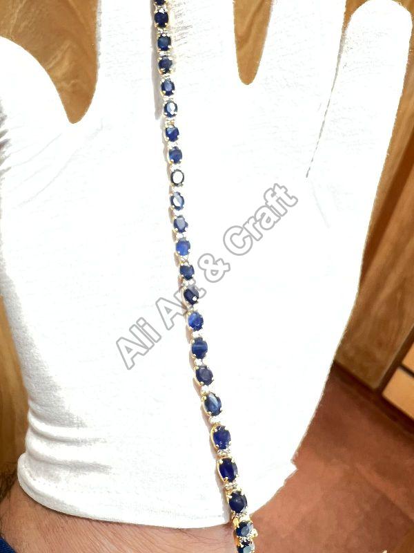 Polished Blue Sapphire Silver Bracelets, Packaging Type : Fabric Bag, Plastic Box, Plastic Packet, Velvet Box