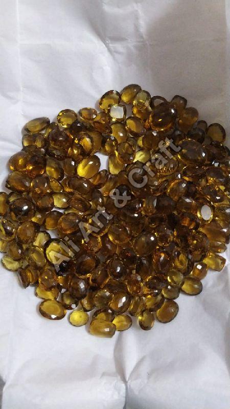 Polished Honey Quartz Faceted Gemstone, for Jewellery, Feature : Anti Corrosive, Colorful Pattern, Durable