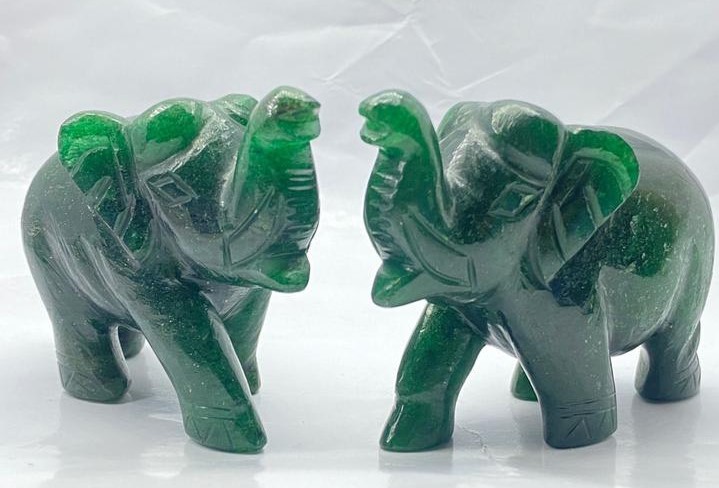 Crystal Polished Jade Elephant Statue, for Gifting, Home Decor, Feature : Corrosion Proof, Light Weight