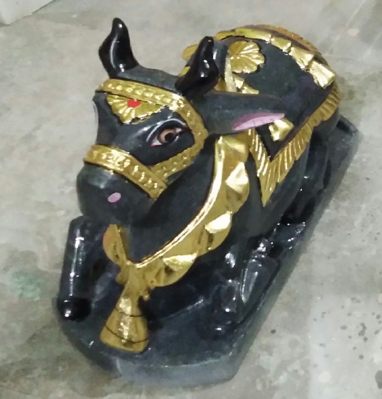 Marble Nandi Statue, for Worship, Temple, Pattern : Carved