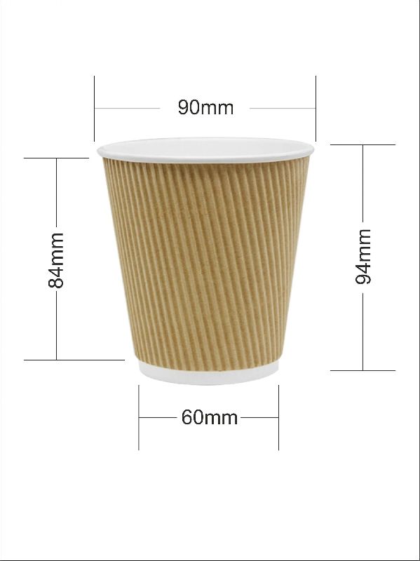 10 Oz Ripple Wall Paper Cup, Color : White