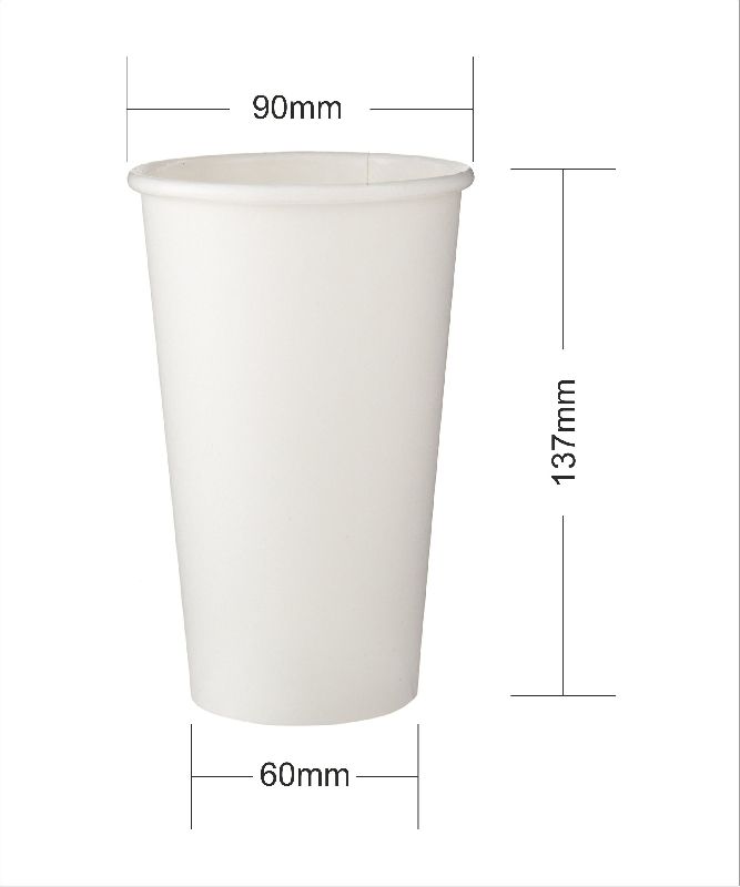 16 Oz Single Wall Paper Cup, Color : White