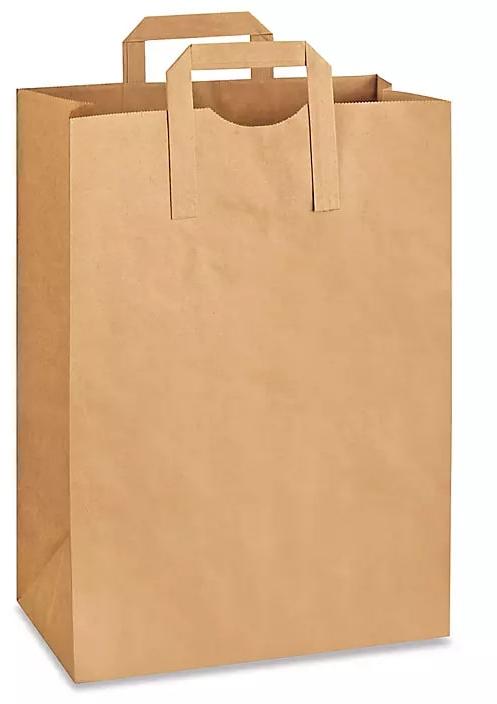 Flat Handle Paper Bags, for Serving Foods, grocery, shopping, Color : Brown