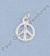 925 Sterling Silver Peace Sign Pendant, Packaging Type : Plastic Packet