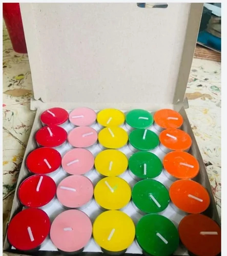 50 Multicolor Tea Light Candles, for Fine Finished, Smooth Texture, Stylish Design, Packaging Size : 4 Piece