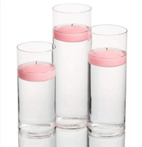 Polished Wax Pink Floating Candle Set, for Fine Finished, Attractive Pattern, Stylish Design, Packaging Size : 4 Piece