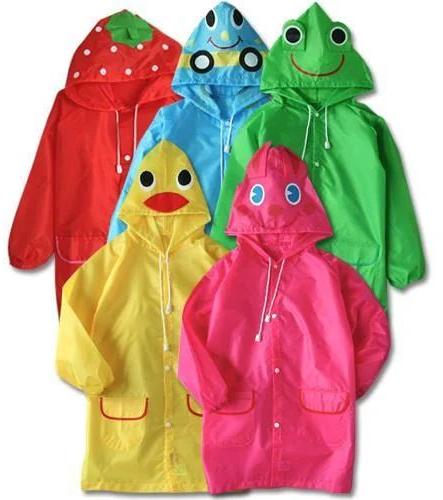 Kids PVC Raincoat, Pattern : Plain