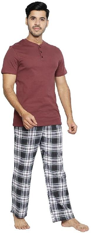 Plain Cotton Mens Pajama Set, Occasion : Night Wear