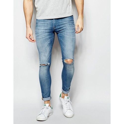 Light Blue Heavy Distressed Denim Jeans for Men – G O O S E B E R Y®-saigonsouth.com.vn