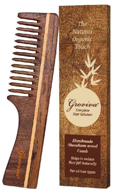 Groviva Handmade Sheesham Wood Comb to smoothens hair (15 FC)