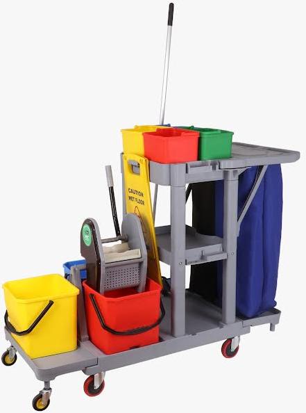 Triple Bucket Multifunctional Janitorial Cart, for Moving Goods, Size : 520x 990 x1050mm