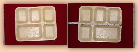 Rectangular SP5CP Areca Leaf Partition Plates, for Serving Food, Pattern : Plain