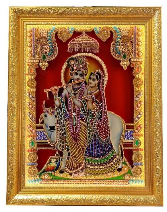 Radha Krishna Lighting Handmade Work Photo Frame