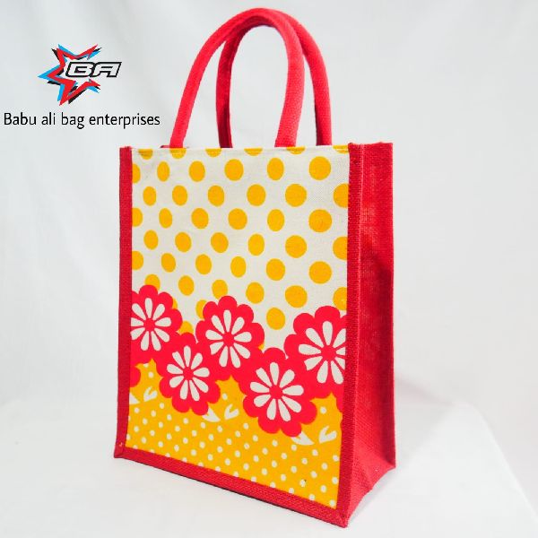 Yellow and Red Color Eco-friendly Jute Bag