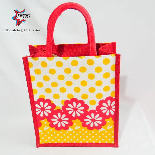 Yellow and Red Color Eco-friendly Jute Bag