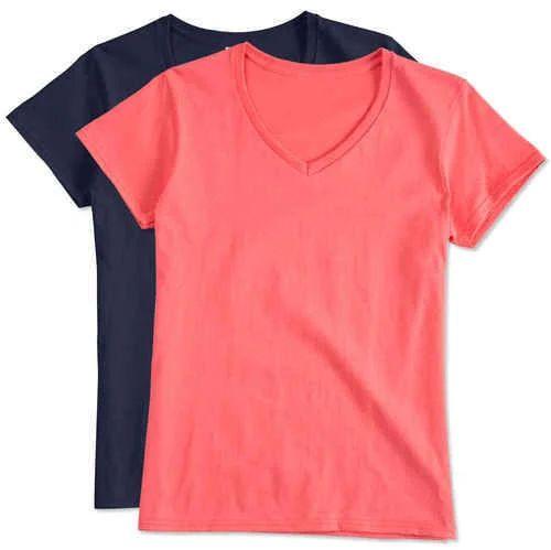 Plain Ladies V Neck T-Shirt, Size : M, XL
