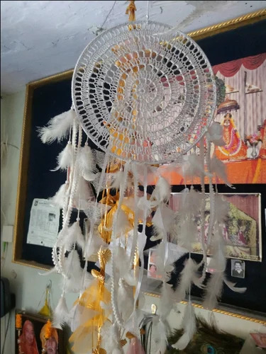Round Fabric Dream Catcher, for Decoration, Size : 5inch ( Diameter ), 15 inch ( Length )