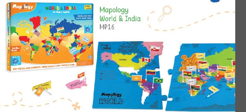 Mapology World & India Puzzle Toy, for Playing, Style : Modern