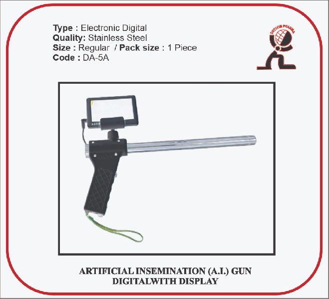 Stainless Steel Polished digital artificial insemination gun, for Veterinary Purpose, Feature : Best Quality