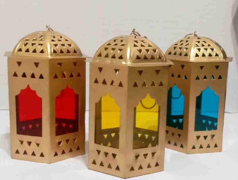Multicolour Morrocon lantern set of 3, Technics : Machine Made