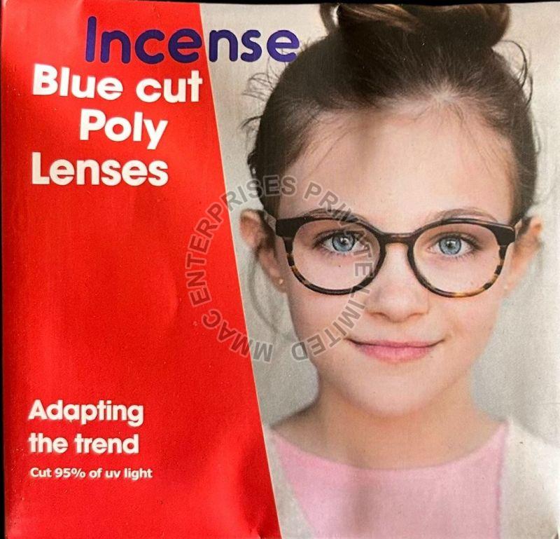 Transparent Round Plain Polished Polycarbonate Blue Block Lens, for Eye Spectacles, Size : Standard