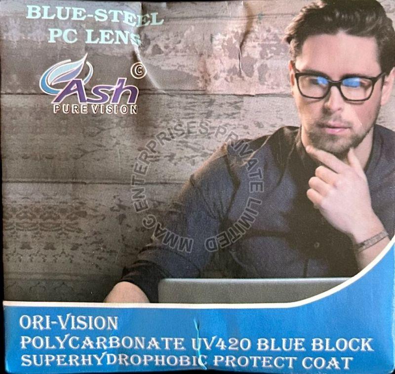 Transparent Round Polycarbonate Blue Block Blue Coating Lens, for Eye Spectacles, Size : Standard