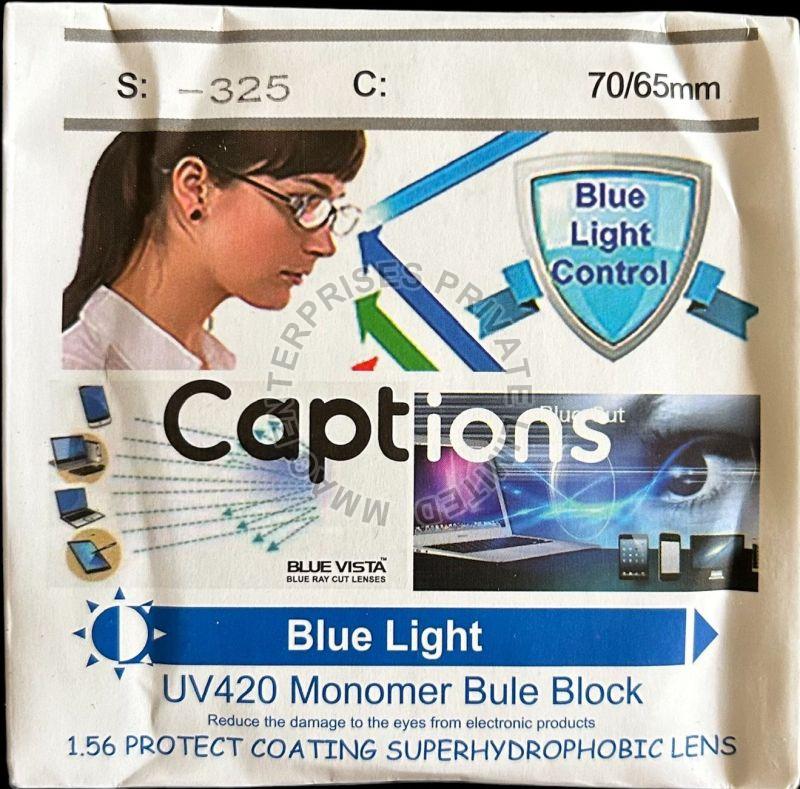 Transparent Round Blue Block Blue Coating Lens, For Eye Spectacles, Size : Standard