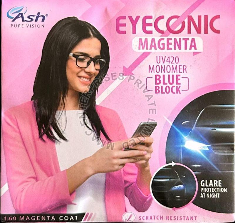 Transparent Round Blue Block Magenta Coating Lens, for Eye Spectacles, Size : Standard