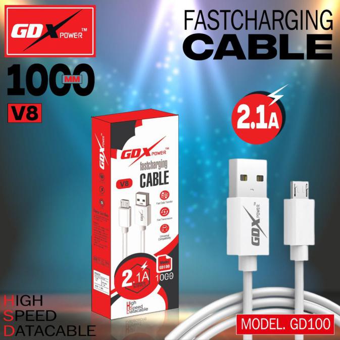 GDXpower White Natural Rubber GD-100 Fast Charging Cable, Length : 1000mm
