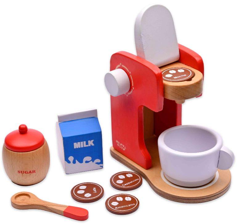 Red Nesta Toys Wooden Coffee Maker Toy, For Baby Playing, Gender : Unisex