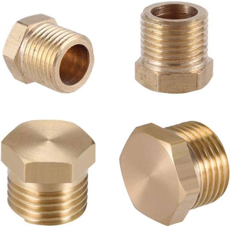 Golden Hexgonal Polished Brass External Hex Plug, for Industrial, Size ...