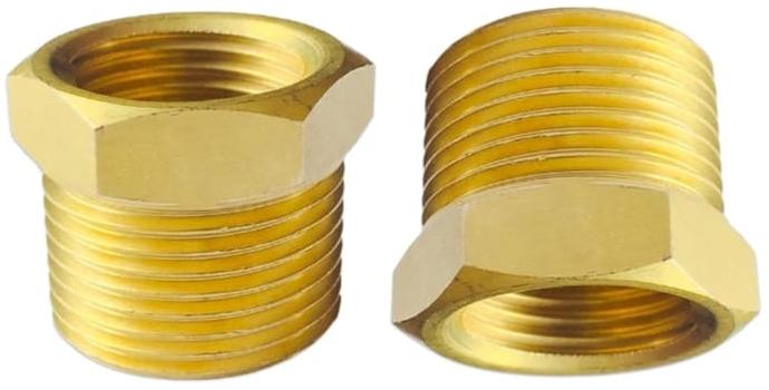 Golden Hexgonal Polished Brass External Hex Plug, for Industrial, Size : Standard