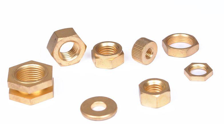 Brass Hex Nut and Washer, Color : Gold