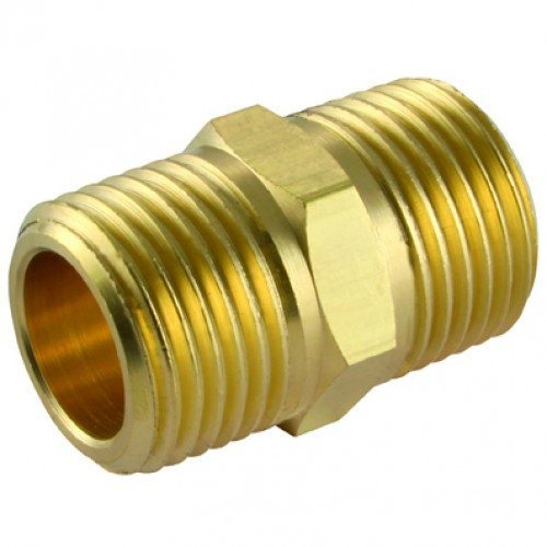 Polished Brass Threaded Hex Nipple, Size : Standard