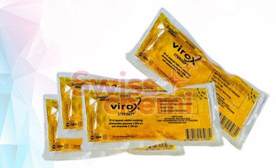 Yellow Virox Sterisept 25ml Sachets, for Hospital, Form : Liquid