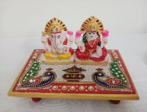 Mulit Colour Laxmi Ganesha With Metal Choki, for Shop, Office, Home, Style : Antique